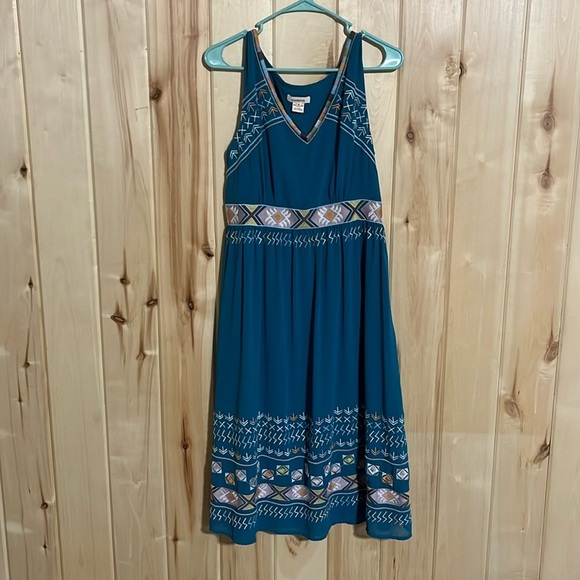 Sundance Teal Embroidered Minos Midi Dress Size 8 - Picture 2 of 7